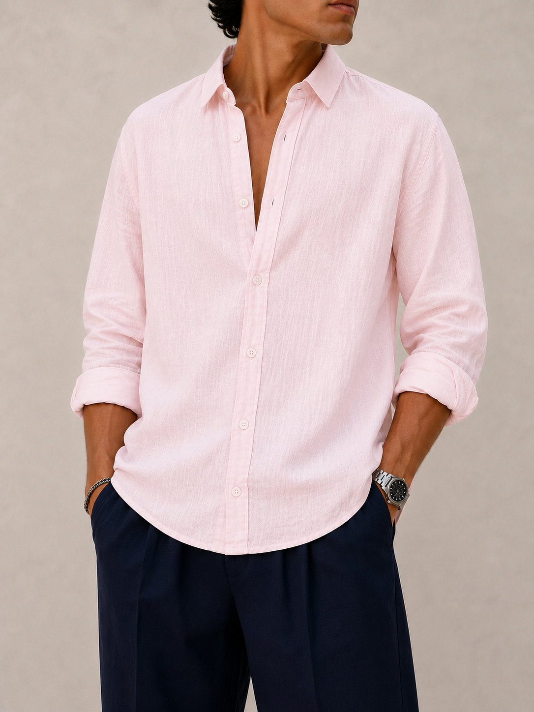 Relaxed Linen Shirt - Soft Pink
