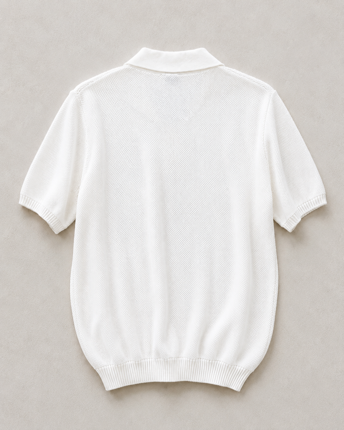 Form Textured Knit Polo – White