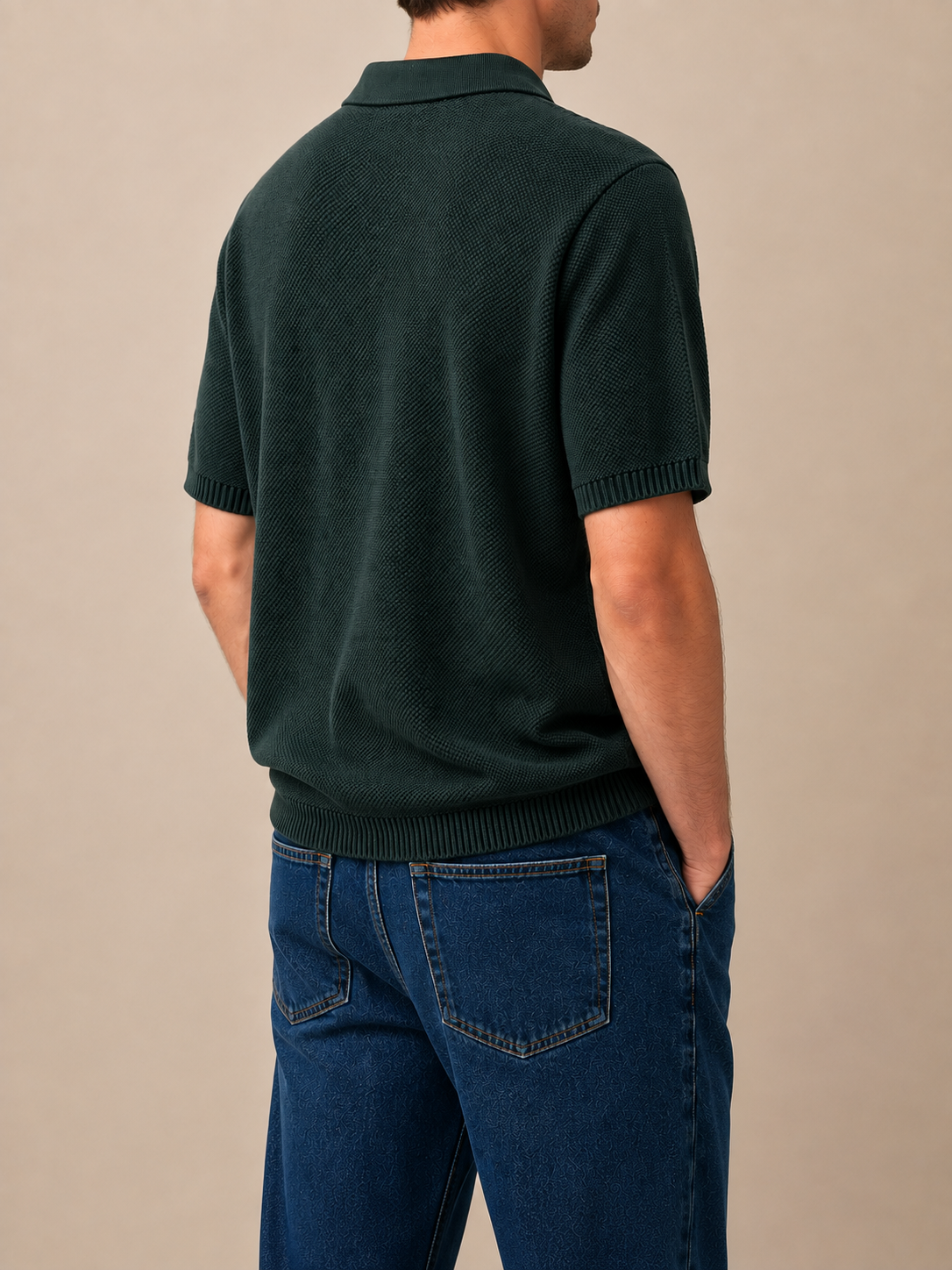 Form Textured Knit Polo – Deep Forest