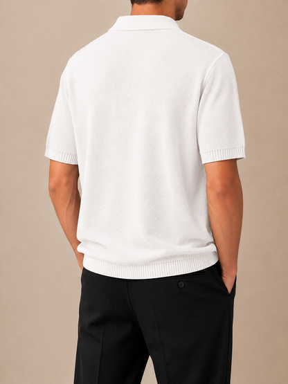 Form Textured Knit Polo – White