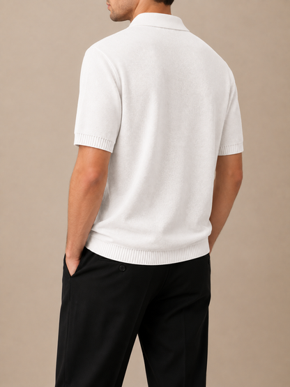Form Textured Knit Polo – White