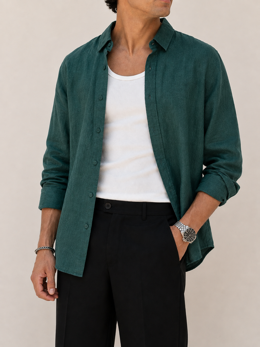 Relaxed Linen Shirt - Deep Teal