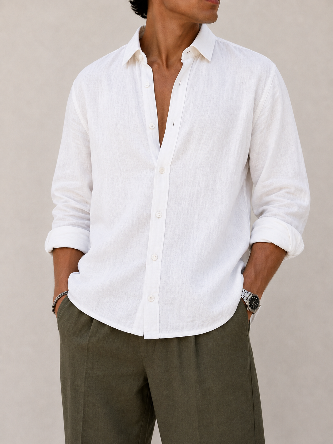 Relaxed Linen Shirt - White