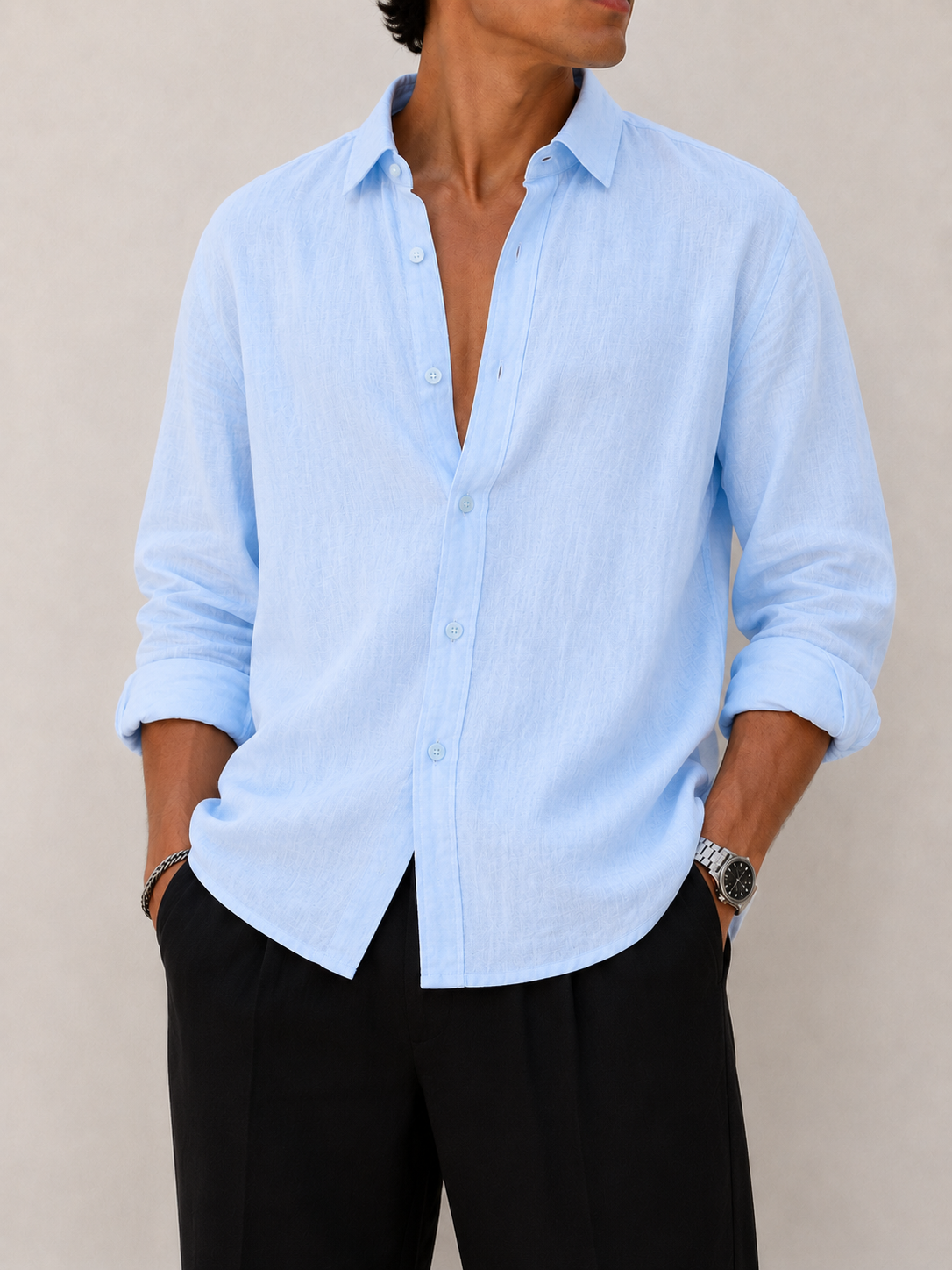 Relaxed Linen Shirt - Sky Blue