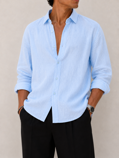 Relaxed Linen Shirt - Sky Blue