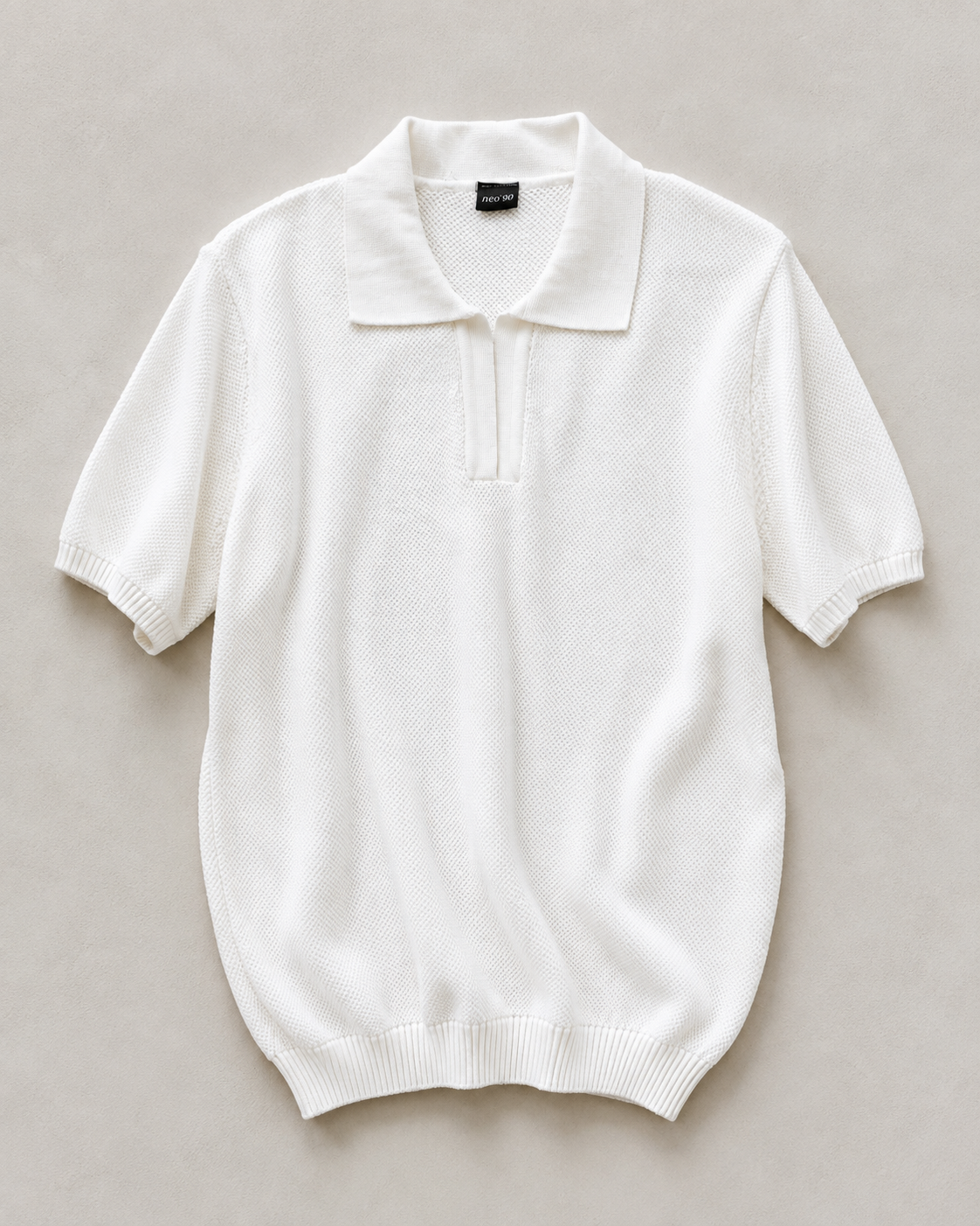Form Textured Knit Polo – White