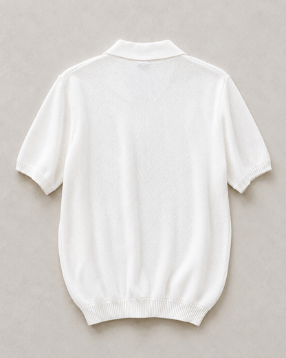 Form Textured Knit Polo – White