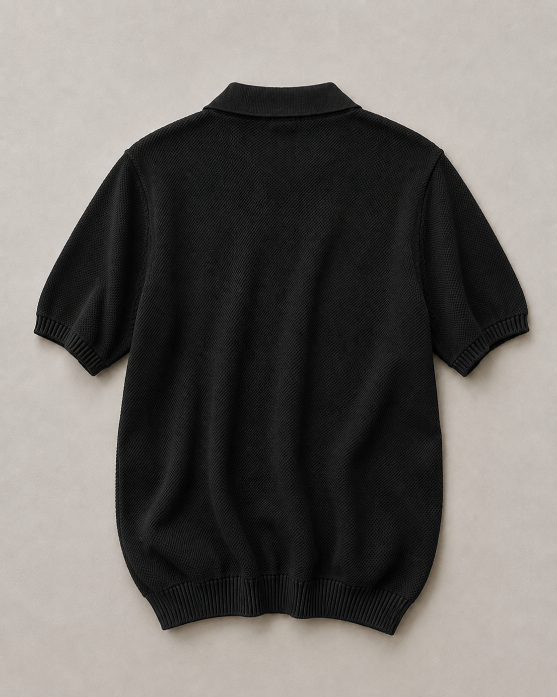 Form Textured Knit Polo – Black