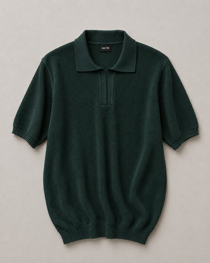 Form Textured Knit Polo – Deep Forest