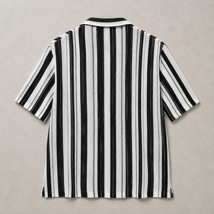 Axis Open-Knit Striped Shirt – Black & White